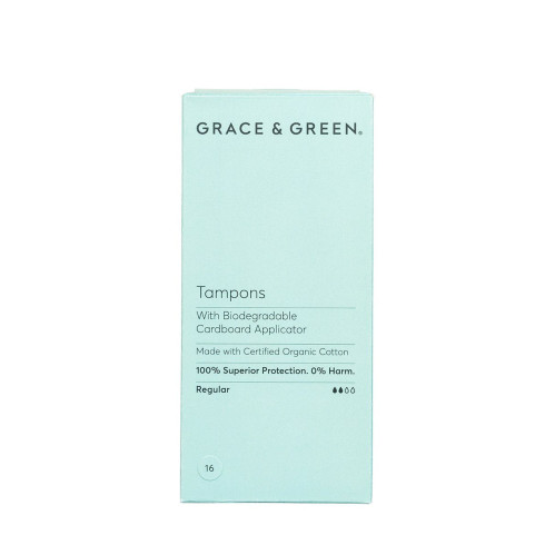 Grace and Green Tampons-Regular Organic Biodegradable Applicator 16s