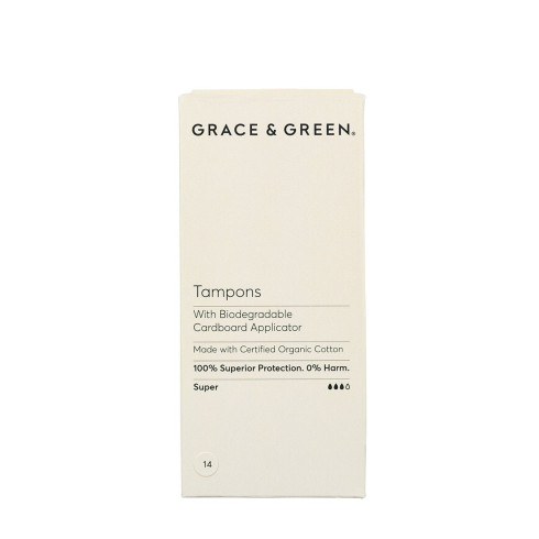 Grace and Green Tampons-Super Organic Biodegradable Applicator 14s