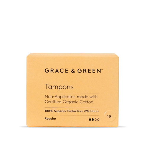 Grace and Green Tampons-Regular Organic Non Applicator 18s