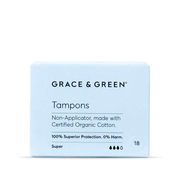 Grace and Green Tampons-Super Organic Non Applicator 18s